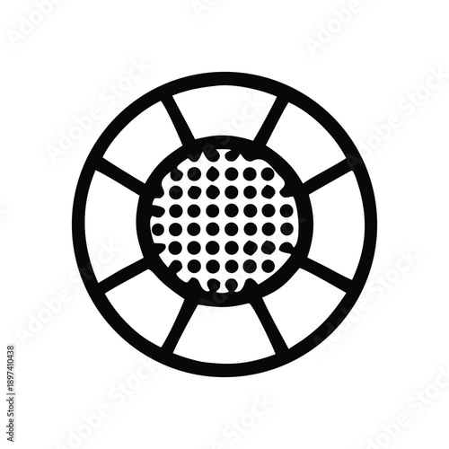 Abstract Circular Contact Lens Icon with Dotted Pattern Representing Eye Care, Vision Correction, and Ophthalmic Technology for Digital UI UX Designs