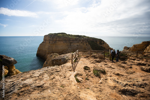 Portuguese coast in Benagil, Algarve, Portugal. Percurso dos Sete Vales Suspensos. Seven Hangging Valleys Trail.