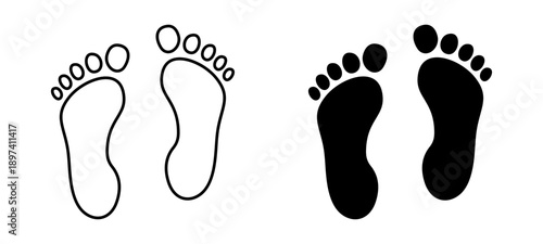 Foot icon, footprint, barefoot sign