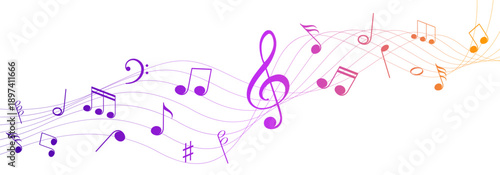 Music notes gold wave, musical notes melody, abstract design with musical notes, dynamic music abstract design