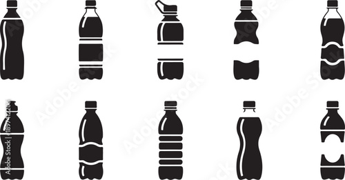 Water bottle silhouette vector illustration bundle sets.