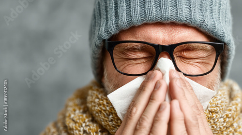 Man with allergic rhinitis,...