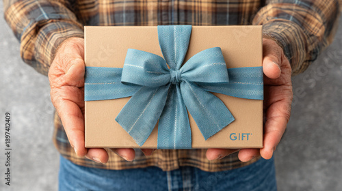 Man holding an empty gift c...