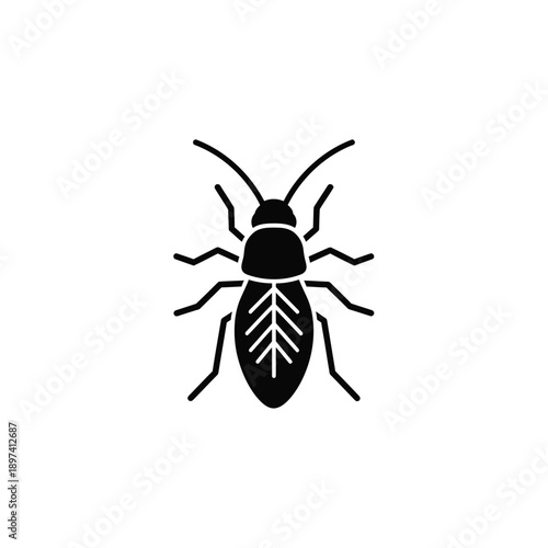 Cockroach insect silhouette top view icon on white background representing pest control services and household hygiene challenges beetle bug sign urban infestation symbol crawler insect silhouette