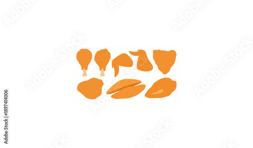 Set of fresh fried chicken pieces isolated on white background vector