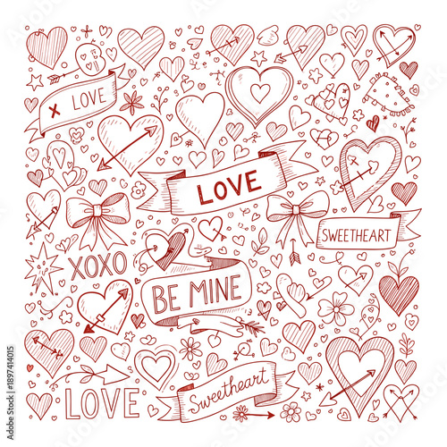 Hand Drawn Valentines Doodles and Lettering