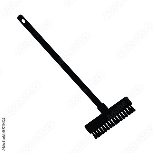 Industrial floor brush silhouette vector illustration isolated on white background representing cleaning tool for professional janitorial services and domestic housekeeping maintenance applications