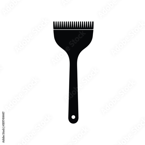 Hair color brush icon silhouette vector illustration on white background depicting salon equipment for professional beauty treatments and cosmetic applications perfect for hairdressing studio logo