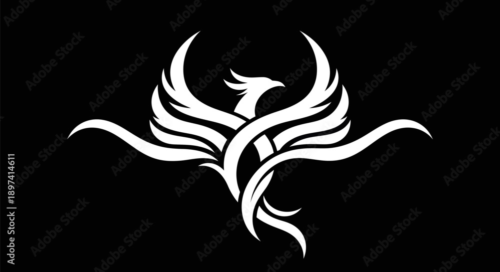 Fototapeta premium Abstract phoenix symbol on black background