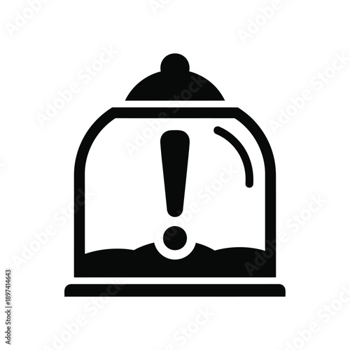 A striking vector icon featuring a lab chamber with a prominent exclamation mark, indicating an alert, warning, or important notice for experiments, safety, or critical conditions within