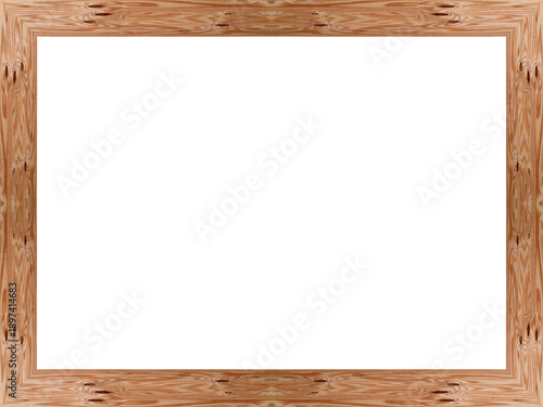 Leerer einfacher rechteckiger Holzrahmen mit weißen Hintergrund