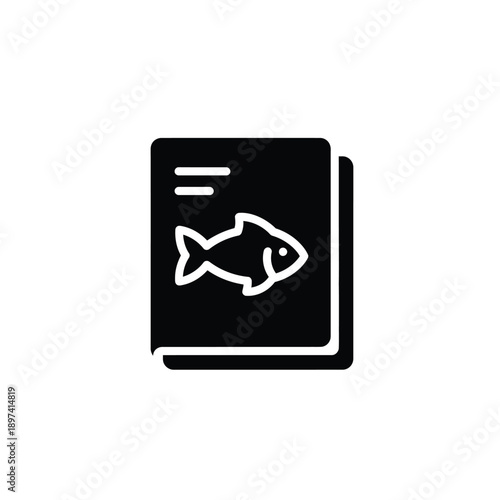 Fish icon isolated on black background, representing aquatic life, seafood, fishing, and marine biology, symbolizing nature and conservation efforts for healthy ecosystems