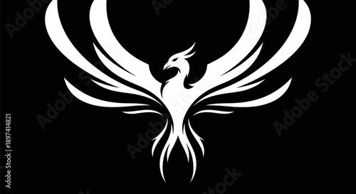 Abstract phoenix symbol on dark background