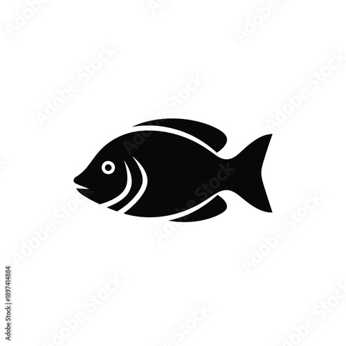 Simple silhouette of a fish swimming representing aquatic life and marine animals suitable for seafood or ocean themes