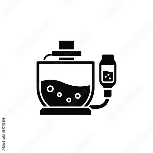 Medical nebulizer machine icon for inhalation therapy respiratory health care hospital equipment clinical treatment wellness medicine professional apparatus silhouette isolated illustration design