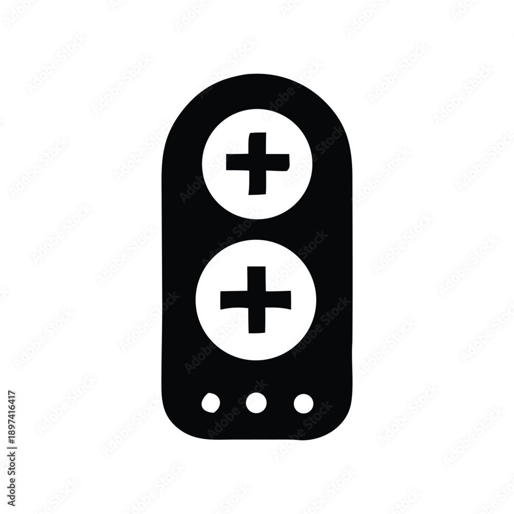 Obraz premium Modern minimalist black and white control panel icon featuring two prominent plus buttons for intuitive user interface design, representing increase or add functions in various digital applications