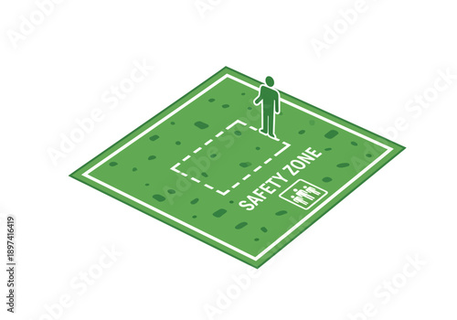 Illustration of a safety zone with a person and a group of people symbol