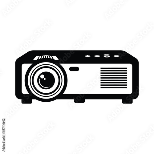 Digital Video Projector Icon - Home Cinema and Business Presentation Vector Illustration