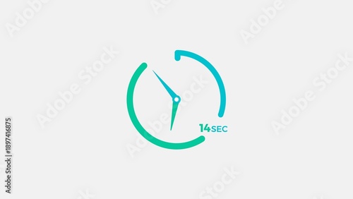 14 Second timer clock icon modern design concept 4k illustration.