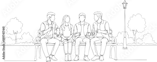 Group of young people discuss interesting task together and talking