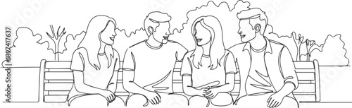 Group of young people discuss interesting task together and talking