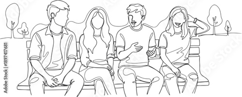 Group of young people discuss interesting task together and talking