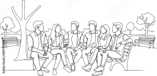 Group of young people discuss interesting task together and talking