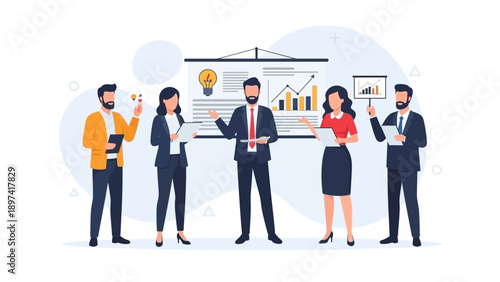 Business Team Presentation Meeting Success Strategy Growth Charts