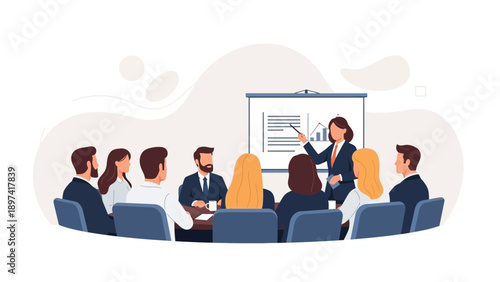 Businesswoman Presenting to Colleagues in a Meeting Room