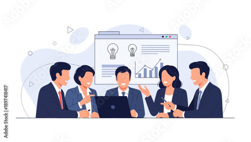 Diverse business team brainstorming ideas and planning strategy at a meeting