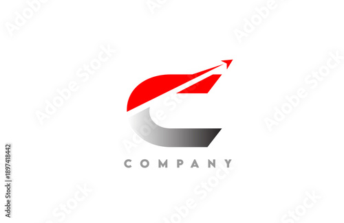 Modern dynamic C letter logo bold with integrated arrow swoosh gray to black gradient base clean vector style for tech business and corporate branding