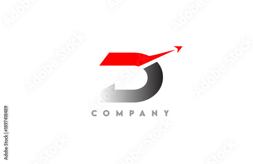 Modern dynamic D letter logo bold with integrated arrow swoosh gray to black gradient base clean vector style for tech business and corporate branding