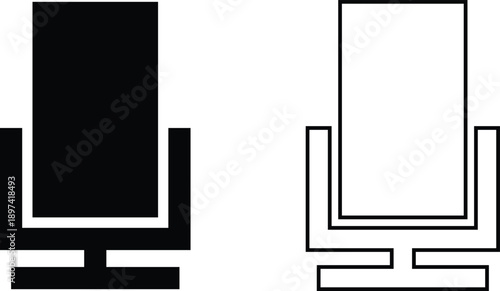 Microphone Audio Equipment Black Flat Line Style Vector Icon Set, Sound Recording Symbol Collection and Music Podcast Outline Graphic Group Featuring Mic, Headset and Earphone