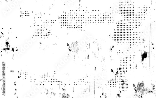 Black and White Halftone Grunge Texture. Monochrome Halftone Distress Texture