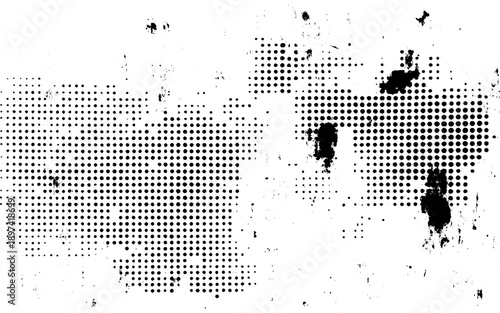 Vintage Halftone Grunge Print Background. Monochrome Halftone Distress Texture