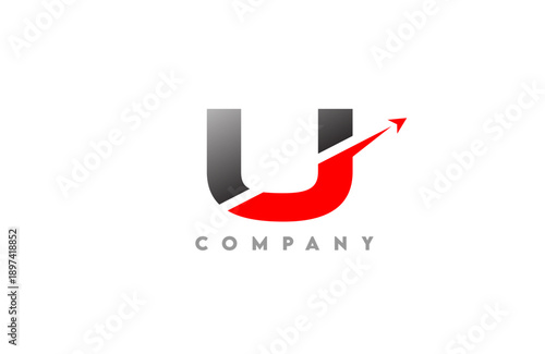 Modern dynamic U letter logo bold with integrated arrow swoosh gray to black gradient base clean vector style for tech business and corporate branding