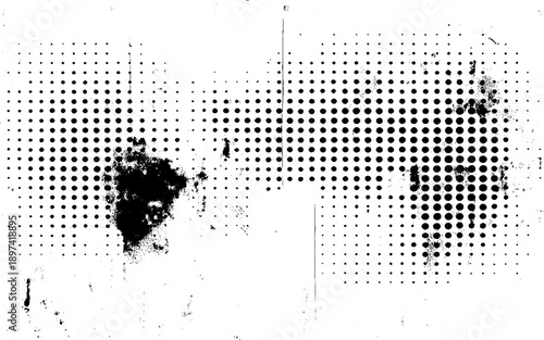 Rough Grunge Halftone Background. Retro Halftone Dots Grunge Pattern