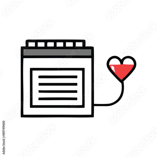 Medical equipment for blood collection and donation, illustrated with a heart symbol