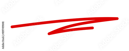 Line marker underline shape, underlining with a red line, crossing out red line, emphasis on something important