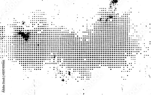 Rough Grunge Halftone Background. Monochrome Halftone Distress Texture