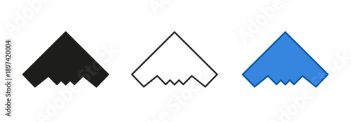 Stealth plane icons, stealth aircraft, bomber