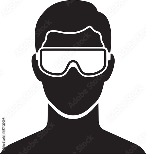 Man wearing protective goggles and face mask for safety and protection purposes effectively