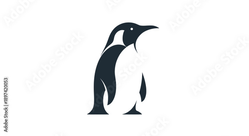 Penguin silhouette isolated on white