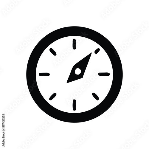 Essential black vector icon of a classic navigational compass, symbolizing direction, exploration, guidance, and adventure, perfect for travel and journey-themed designs