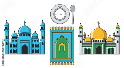 ramadhan icon set vector illustration