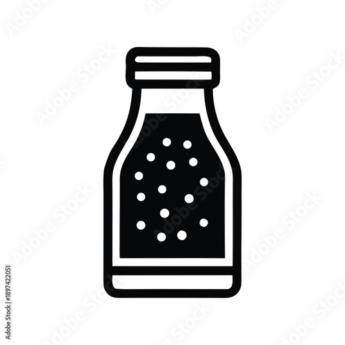 Vector icon of a classic bottle filled with a refreshing bubbly beverage. Ideal for representing sparkling water, juice, or soda in web, print, and application interfaces