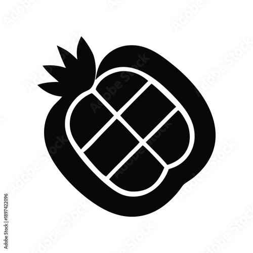 A stylized black silhouette of a pomegranate, representing health, vitality, and fresh produce, perfect for culinary or wellness branding