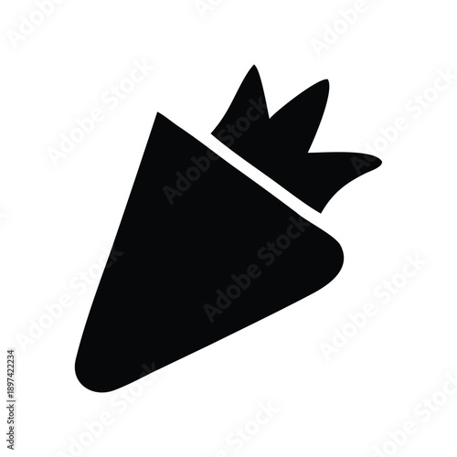 A minimalist black silhouette of a carrot, representing healthy eating and natural ingredients