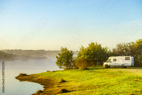 Camper rv camping on nature in Portugal