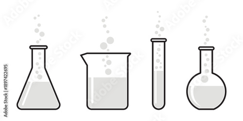 Chemistry Lab Glassware Set Beaker Test Tube Vector